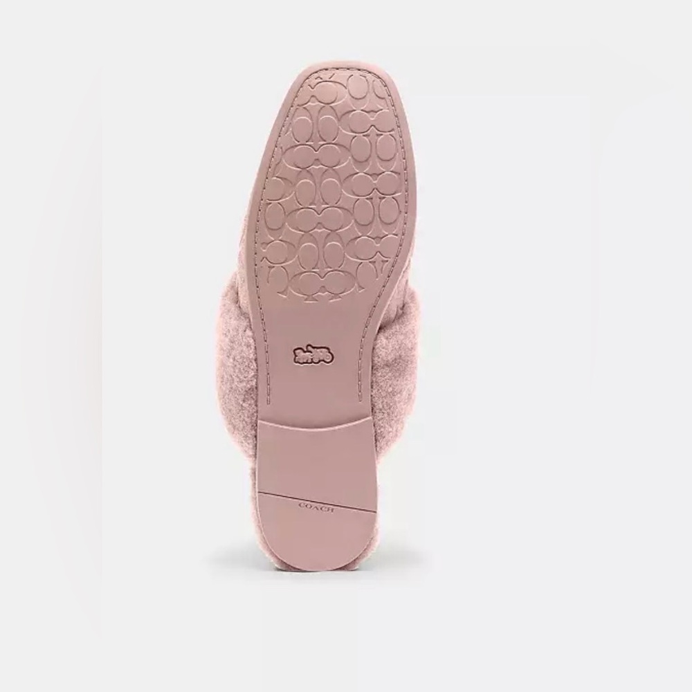 Coach Blush Sherpa Flat Mule Fur Lined Slippers - Picture 3 of 3